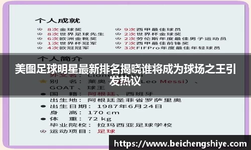 美图足球明星最新排名揭晓谁将成为球场之王引发热议